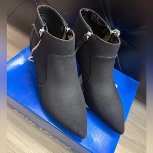 Easy Street Black Ankle Booties with Silver Zipper